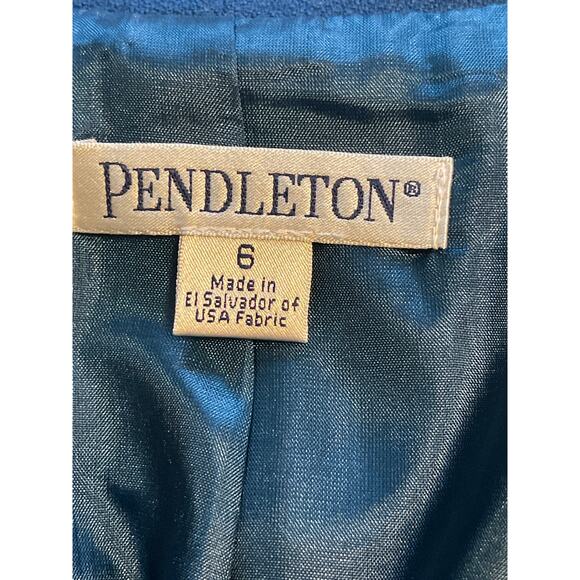 Pendleton Classic 100% Virgin Wool Single Button Lined Blazer Teal Blue Size 6 - Picture 8 of 9